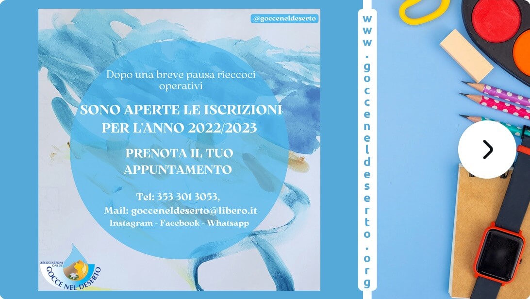 Iscrizioni aperte per il Centro Socio Educativo “Gocce nel Deserto” - gocce nel deserto