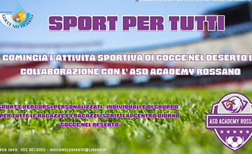 “Sport per tutti” - Avvio delle attività sportive del Centro Diurno “Gocce nel Deserto” in collaborazione con l’ASD Academy Rossano