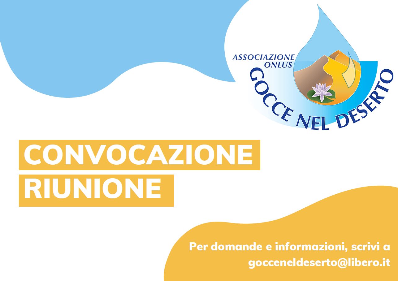 Convocazione riunione operatori Centro Diurno Disabili adulti - 28 Settembre 2022 - gocce nel deserto
