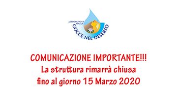 Chiusura struttura fino a giorno 15 Marzo 2020