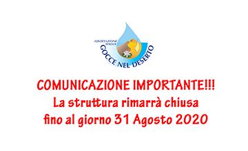 Chiusura struttura per tutto il mese di Agosto 2020