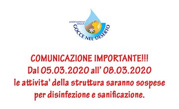 Attività struttura sospese per sanificazione locali