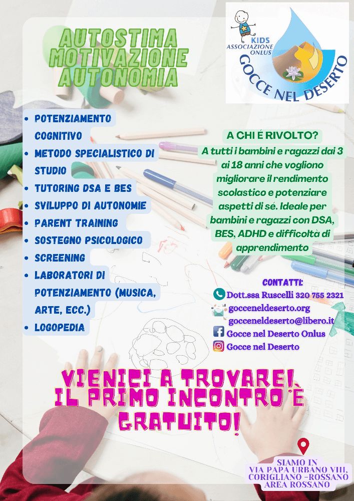 Avvio del nuovo servizio GOCCE NEL DESERTO KIDS - gocce nel deserto